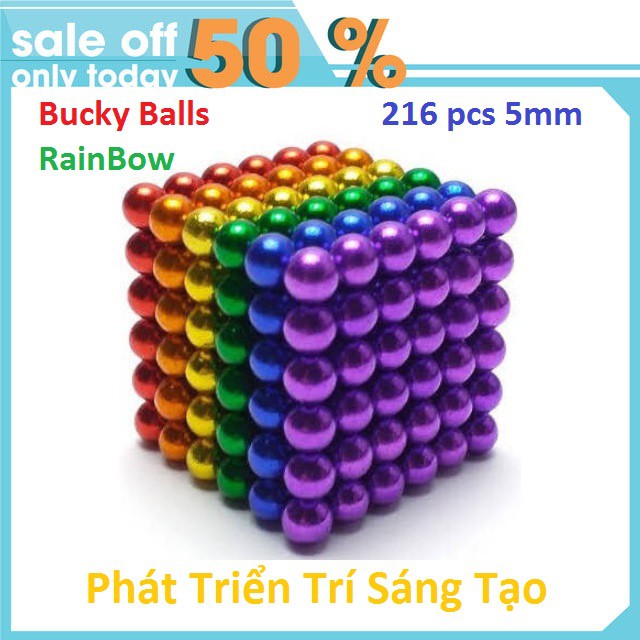 Bộ Xếp Hình Thông Minh BuckyBalls Neon 6 màu 216 viên đường kính 5mm Hộp Nhôm Sang Trọng [ FULLBOX Video Sản Phẩm ]