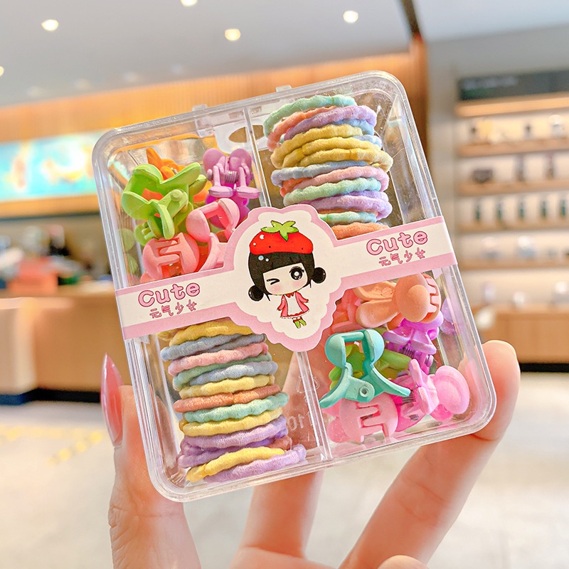 (Bán Buôn Sỉ) Set kẹp và dây buộc tóc họa tiết phim hoạt hình dễ thương dành cho trẻ em