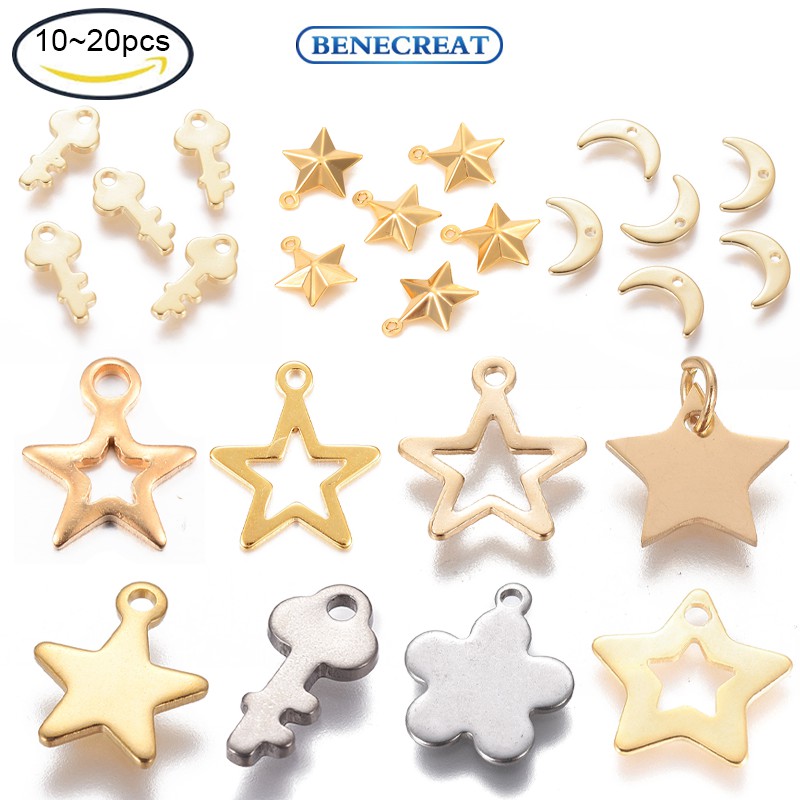 Set 10 / 20 Mặt Dây Chuyền Hình Ngôi Sao Bằng Thép Không Gỉ 304 Màu Sắc