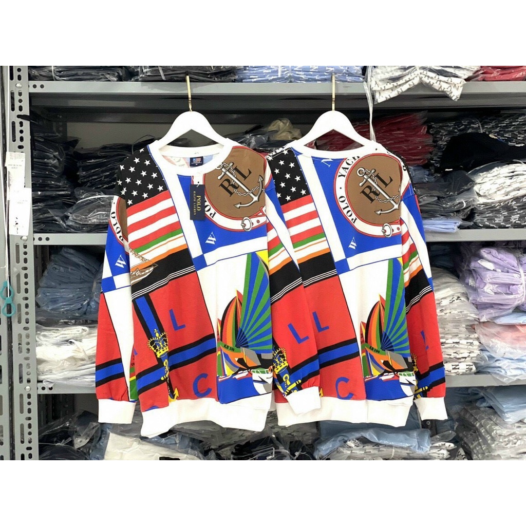 Áo Polo Hoodie Cổ Tròn Tay Dài Hoạ Tiết - 3388