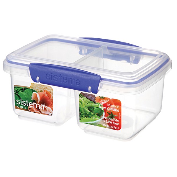 Hộp đựng thực phẩm chia ngăn Sistema 850ml, không chứa BPA, sản xuất tại New Zealand - 1620/61620