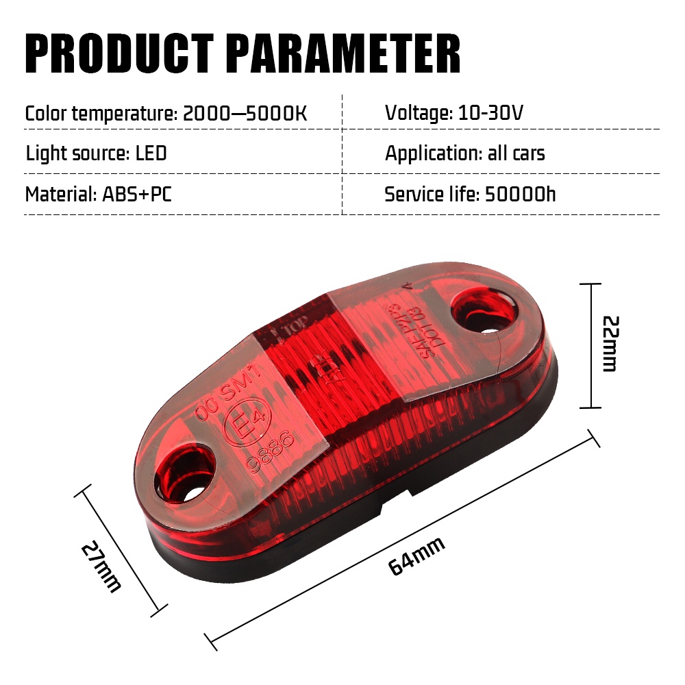 2 Đèn báo rẽ 12V / 24V không thấm nước thay thế cho xe tải xe trailer