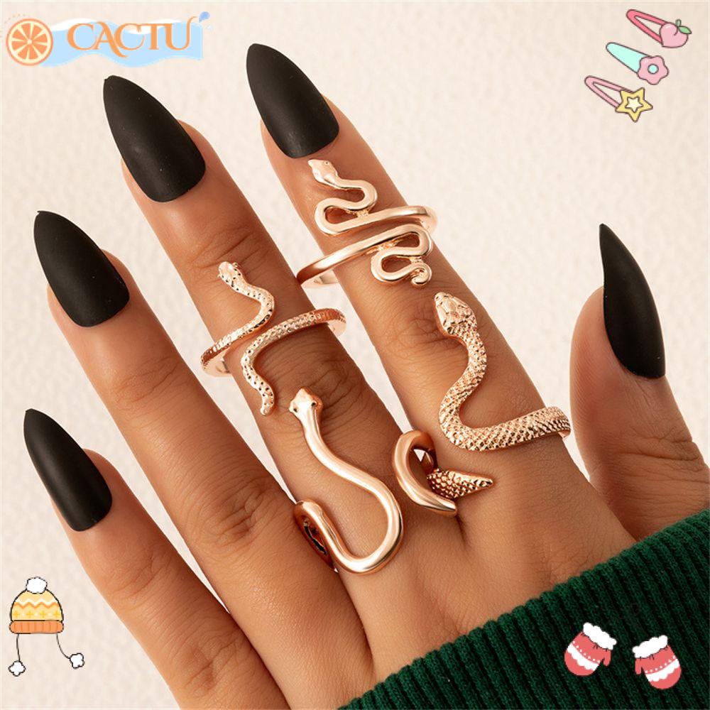 Bộ 4 Nhẫn Hình Rắn Phong Cách Boho Gothic Cổ Điển