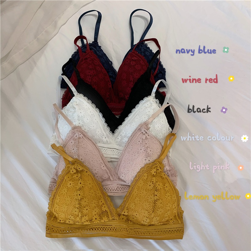 Áo bra ren hoa cút hai dây - Bra ren đệm mút chất cotton thấm hút mồ hôi mát mịn Cavera B7156