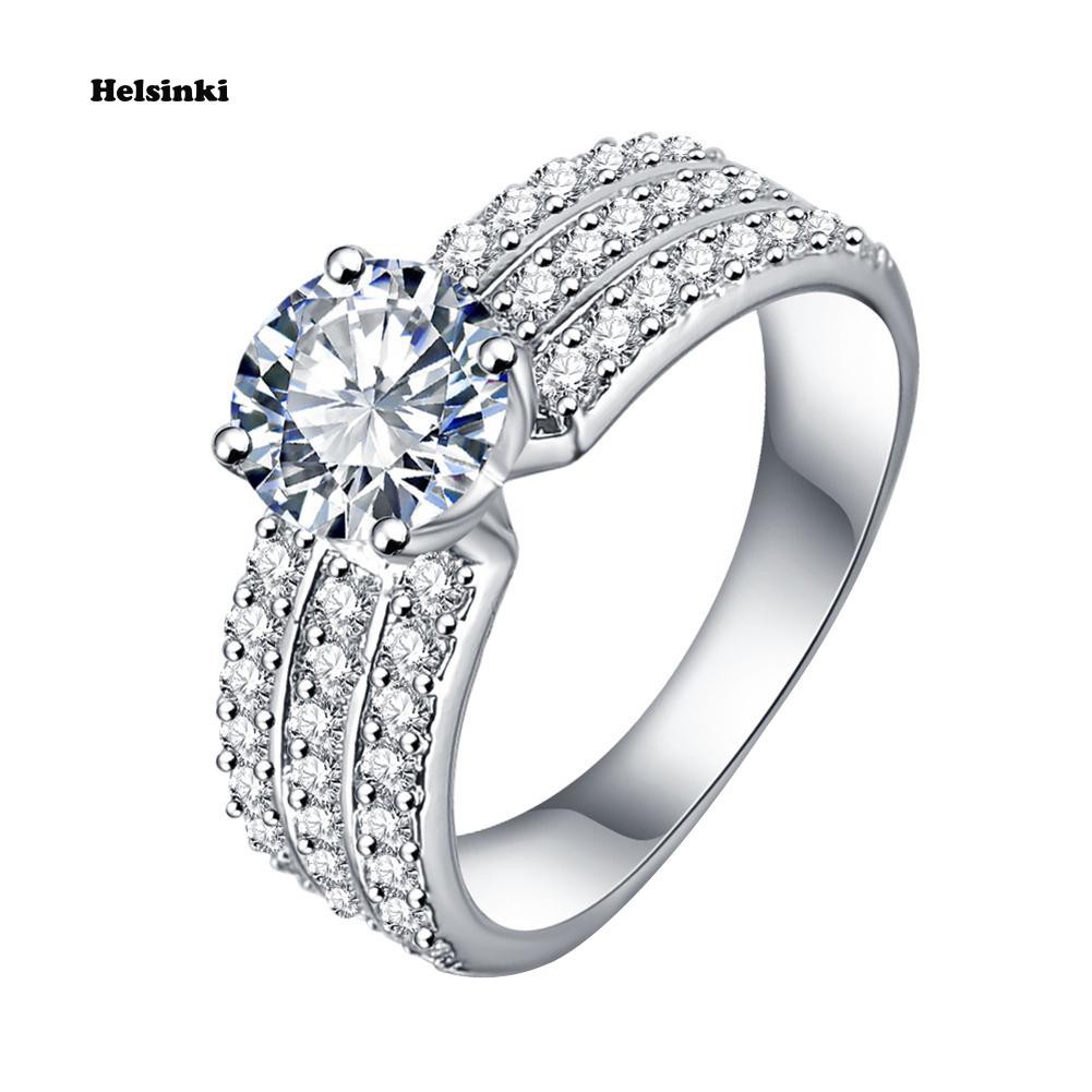 Nhẫn Đính Đá 3 Hàng Thời Trang Nữ Tính