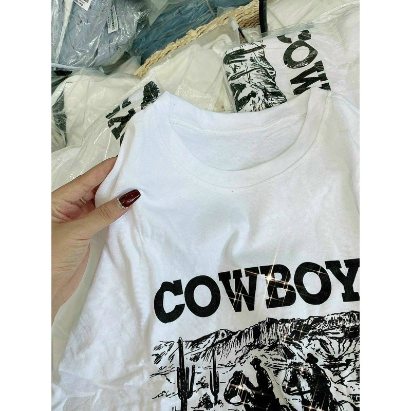 Set legging đen lửng mix tee Cowboys
