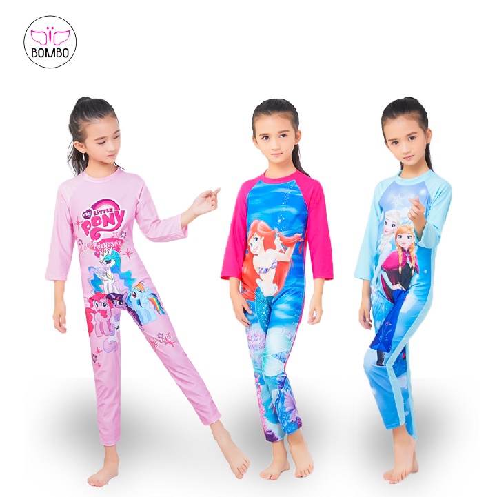 Áo bơi bé gái liền thân dài tay quần dài SIZE BÉ 16-30KG