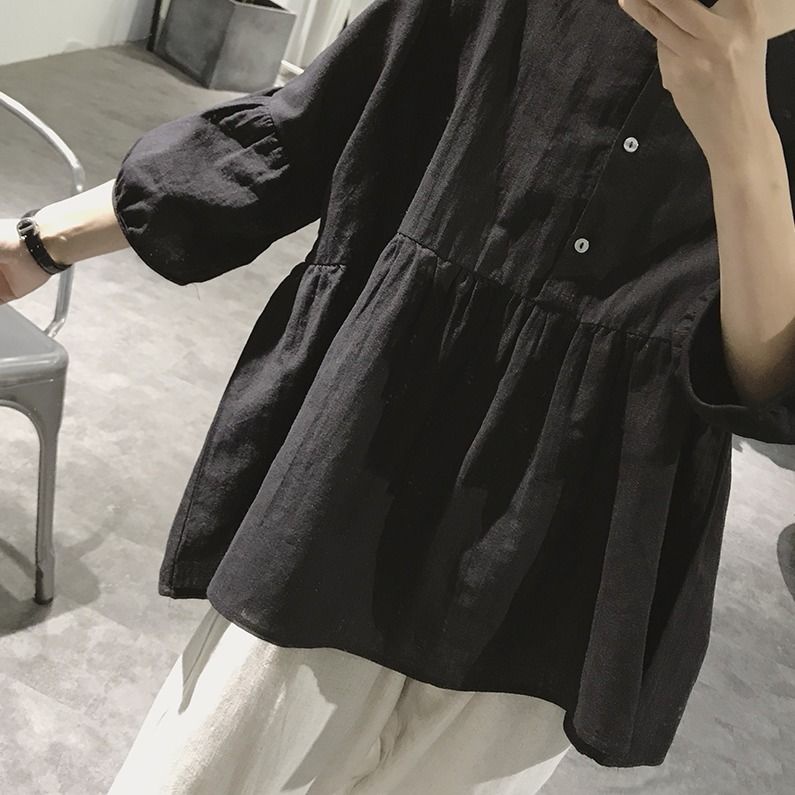 Áo Kiểu Tay Phồng Lưng Cao Dáng Rộng Thời Trang Mùa Hè Cho Nữ