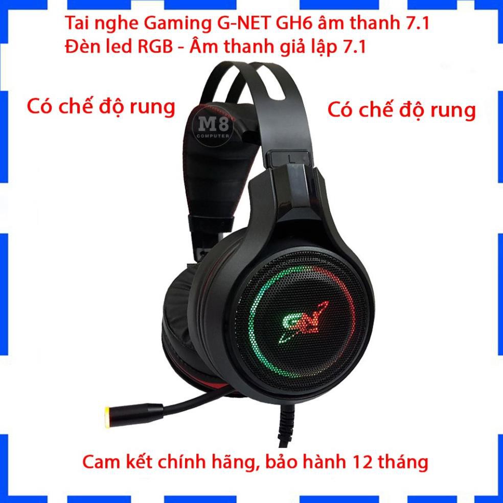 Tai nghe Gaming G-Net GH6 PLUS 7.1 - Có Rung - Cổng USB Led RGB - Âm thanh giả lập 7.1 - Bảo hành 12 tháng - Lỗi 1 đổi 1 | BigBuy360 - bigbuy360.vn