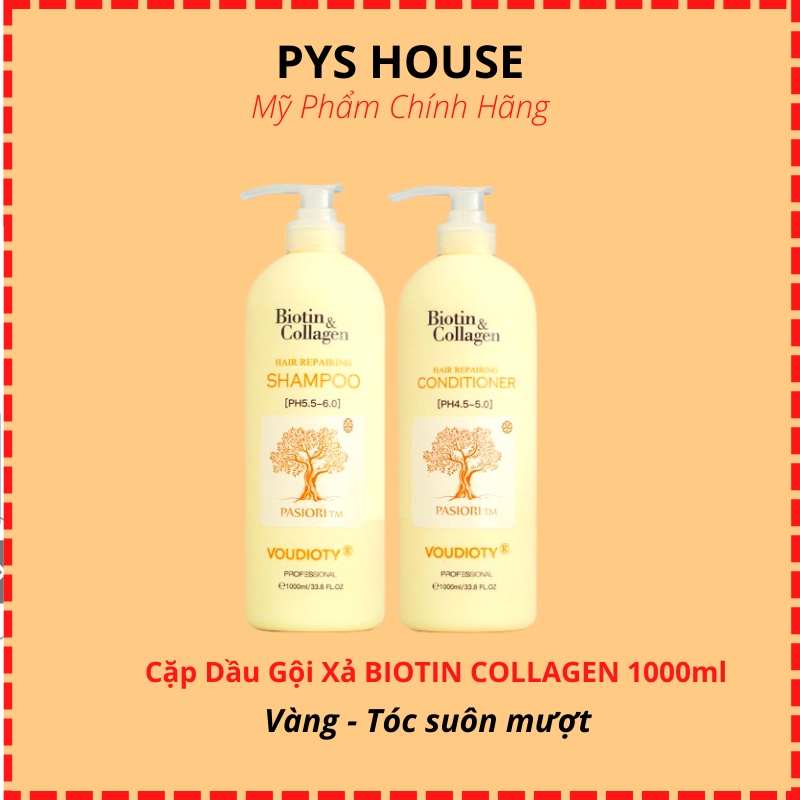 Cặp Dầu Gội Xả BIOTIN COLLAGEN TRẮNG 1000ml MẪU 2021- Giảm Rụng Tóc, Kích Mọc Tóc, Phục Hồi Tóc Khô Xơ -Hàng Chính Hãng