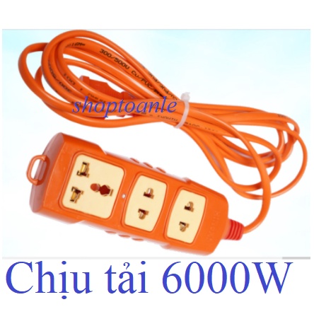 Ổ CẮM ĐIỆN LIỀN DÂY CHỊU TẢI 6000W DÂY DÀI 5 MÉT HOẶC 3 MÉT, Ổ CẮM ĐIỆN CÔNG SUẤT CAO, CHỐNG VA ĐẬP