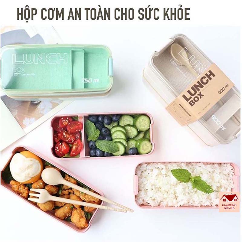 Hộp Cơm Đựng Giữ Nhiệt Lúa Mạch 2 Ngăn Lunch Box [HỘP CƠM LUNCH]