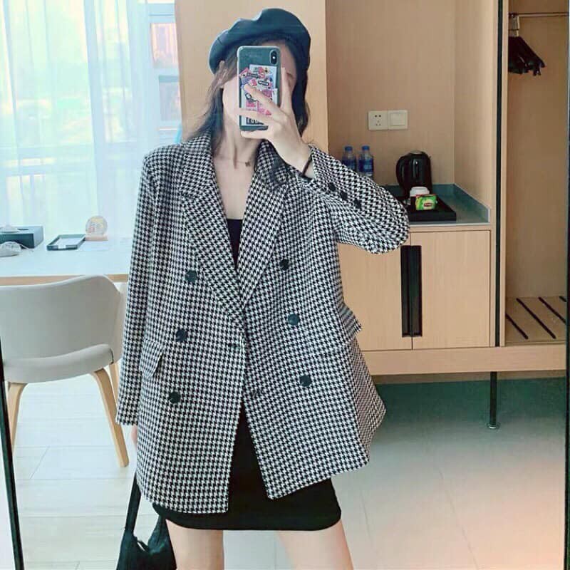 Áo dạ nữ - Áo khoác nữ dáng đẹp kẻ 6 cúc hàng quảng châu [ CAM KẾT HÀNG CHUẨN FORM 100%] | BigBuy360 - bigbuy360.vn