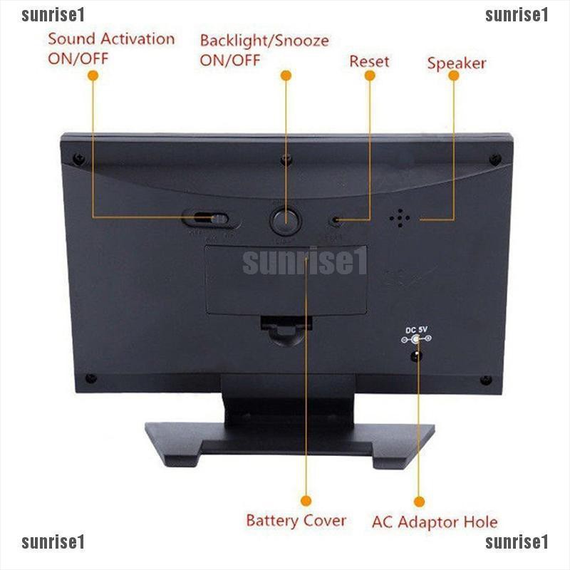 Đồng Hồ Báo Thức Điện Tử Đo Nhiệt Độ Dự Báo Thời Tiết Có Đèn LED Màn Hình LCD Màu