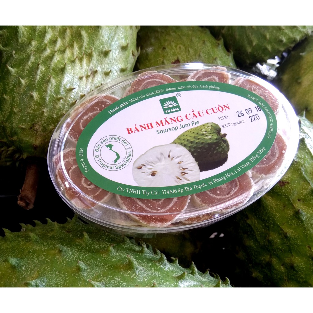 Bánh mãng cầu cuộn TƯ BÔNG hộp 200g - dẻo ngon ít ngọt chánh gốc Đồng Tháp