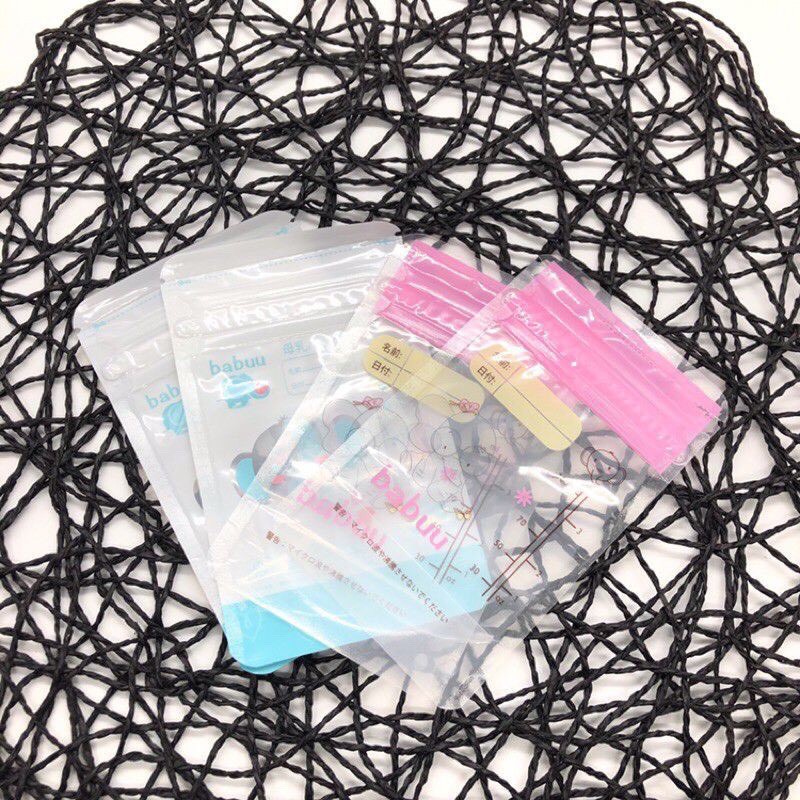( hộp 30 túi ) Túi trữ sữa 100ml 2 khóa zip in hình Babuu