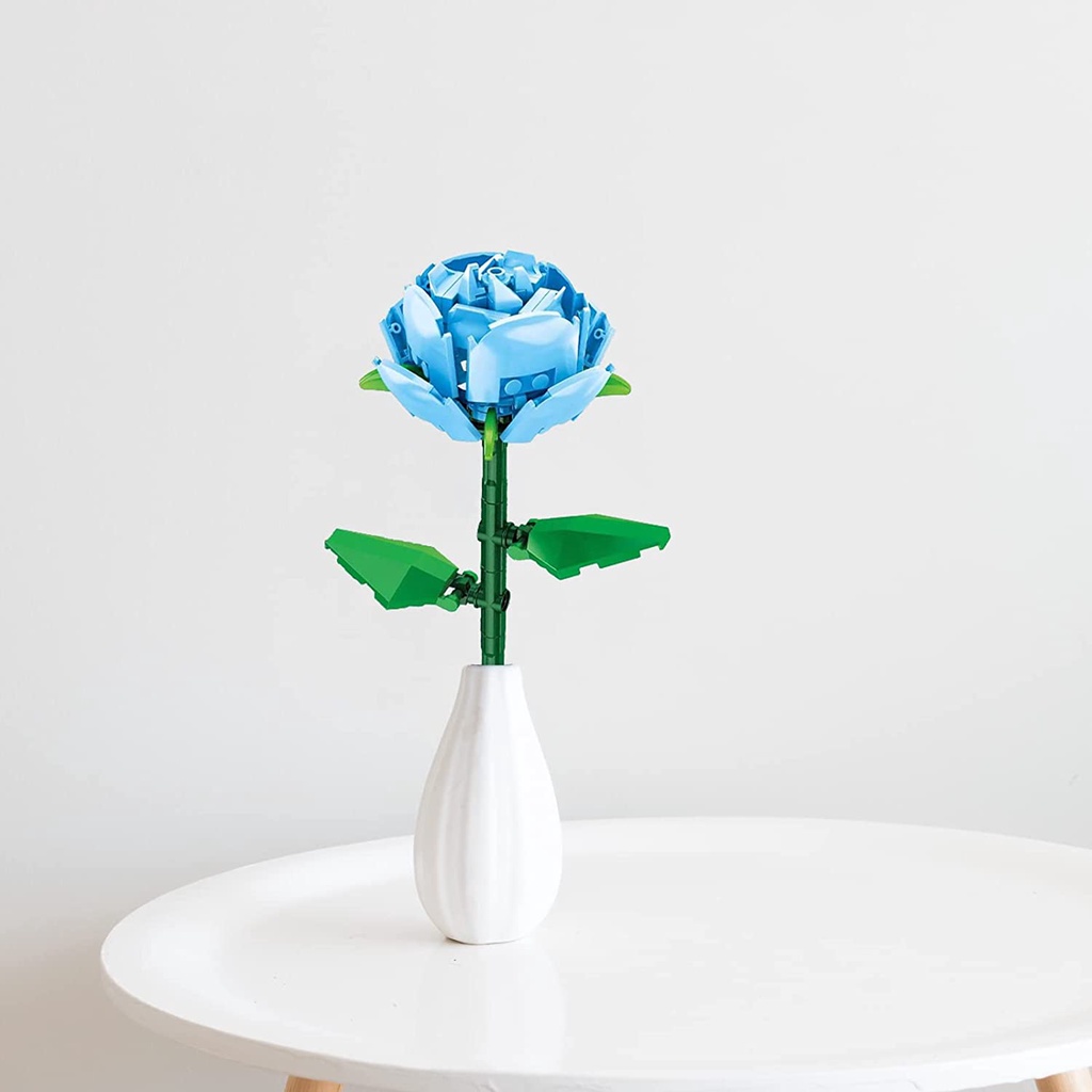 Bộ 64 Khối Đồ Chơi Lắp Ghép Hình Hoa Hồng Xanh Dương Sáng Tạo Phù Hợp Với Nam Và Nữ