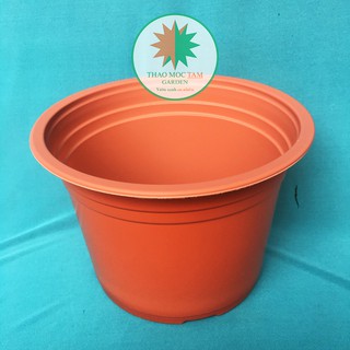 10c Chậu nhựa tròn trồng hoa 23x16cm (nâu đỏ) - Chậu trồng cây, đáy 12 lỗ thoát nước, miệng vành cứng