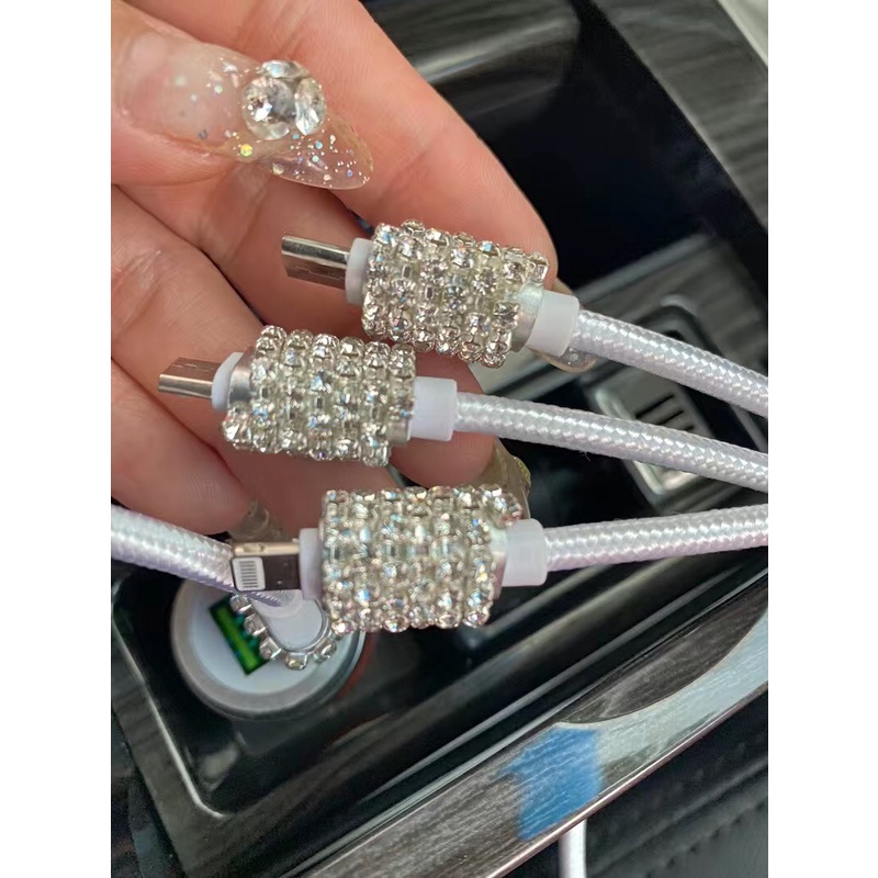 Cáp Sạc 3 Đầu Đính Đá Cao Cấp