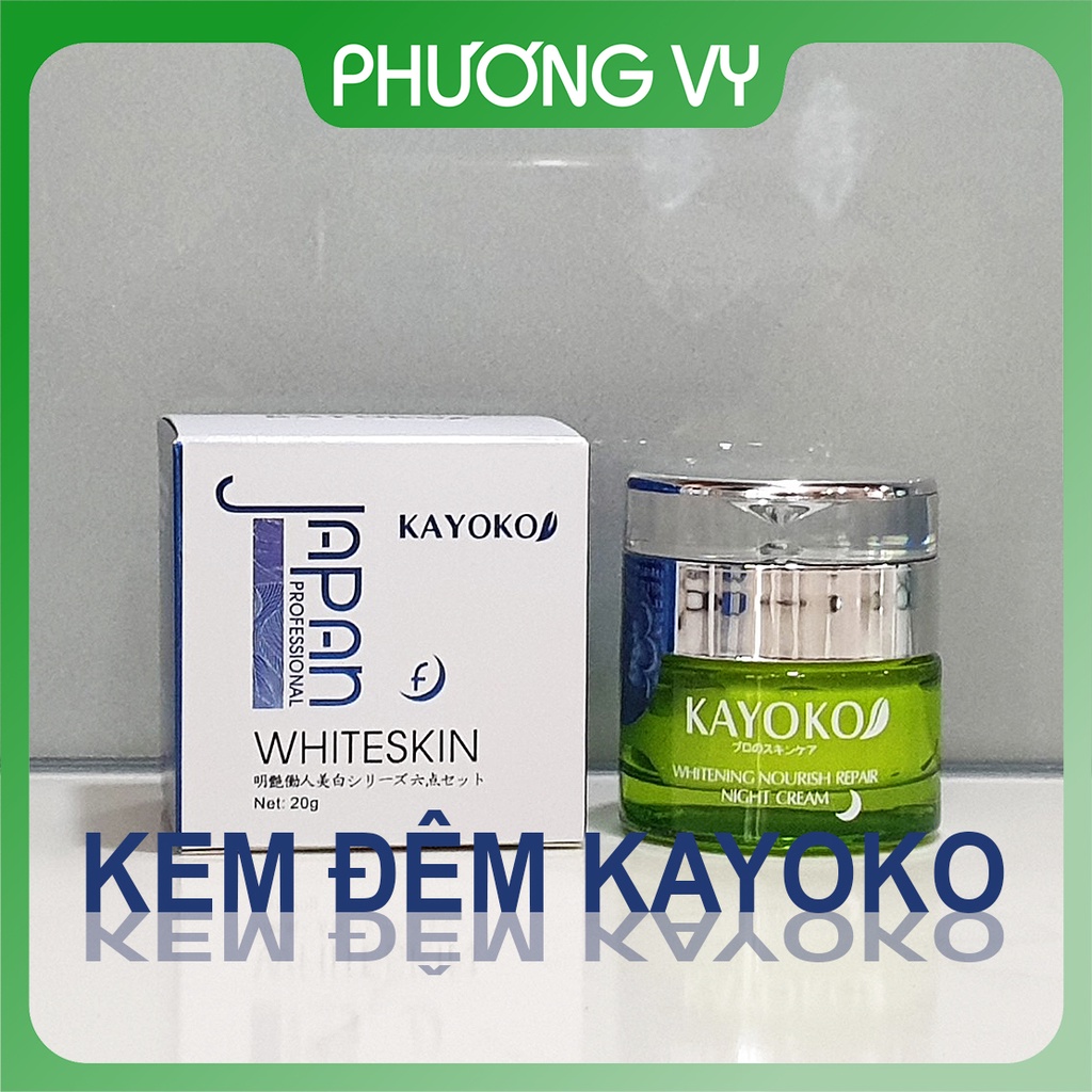 Kem đêm Kayoko xanh, chuyên làm mờ nám, tàn nhang và giúp tái tạo lại da, kem nám Nhật Bản, mỹ phẩm Kayoko.