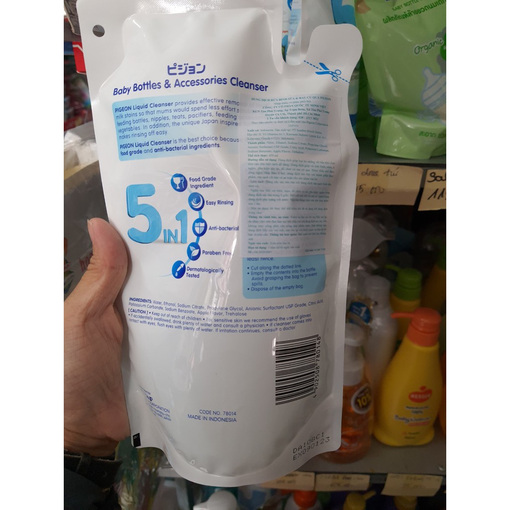 DUNG DỊCH SÚC RỬA BÌNH 5 IN 1 PIGEON 450ml