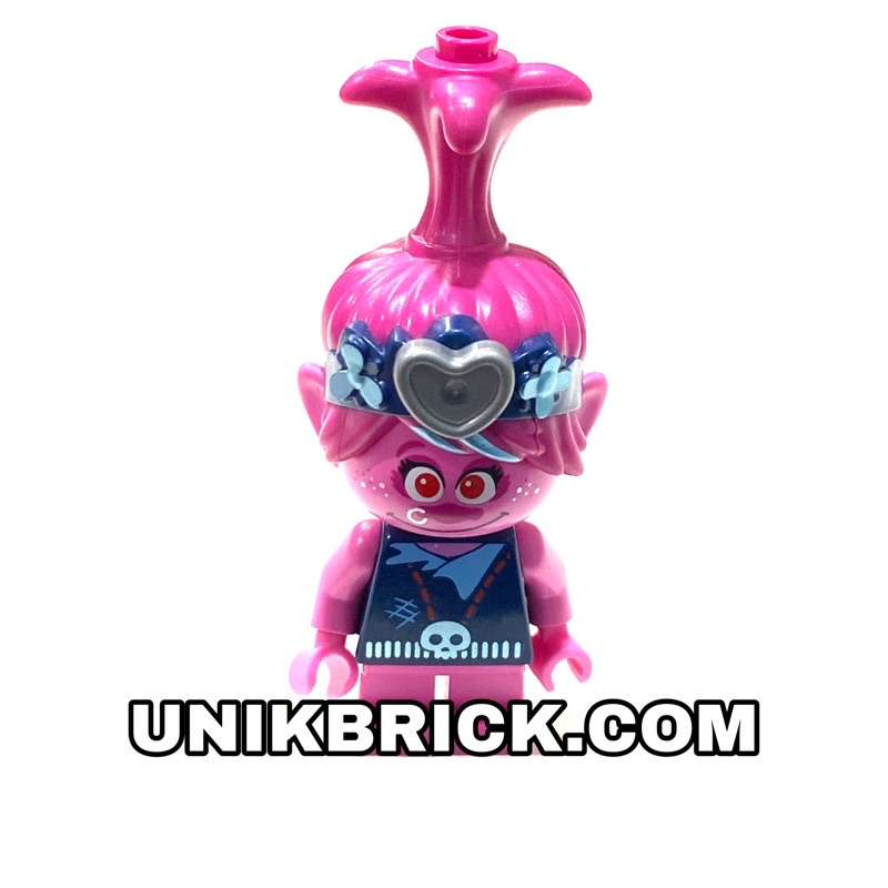 Lego UNIK BRICK Trolls World Tour Poppy (Mẫu 5) Yêu tinh hồng áo xanh dương chính hãng (như hình).