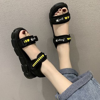 Sandal nữ đế bánh mì 4p ANGEL kẻ vàng