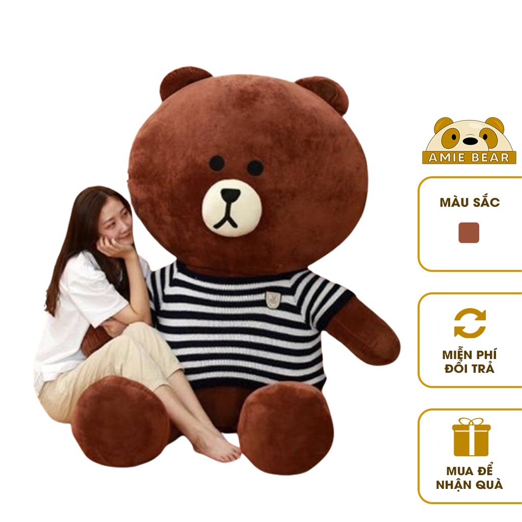 Gấu Bông Brown To Khổng Lồ Cao Cấp Màu Socola Qùa Tặng Ý Nghĩa Size 95cm - 1m5 - Amie Bear
