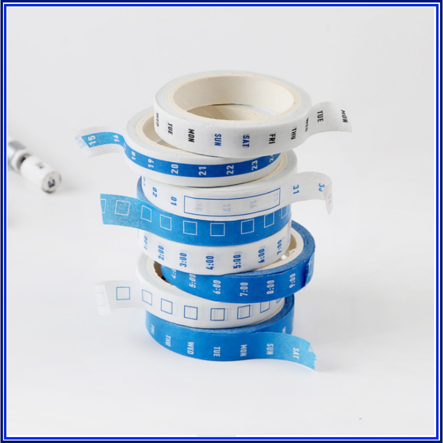 Băng dính trang trí Washi Tape Calendar, bộ 4 cuộn