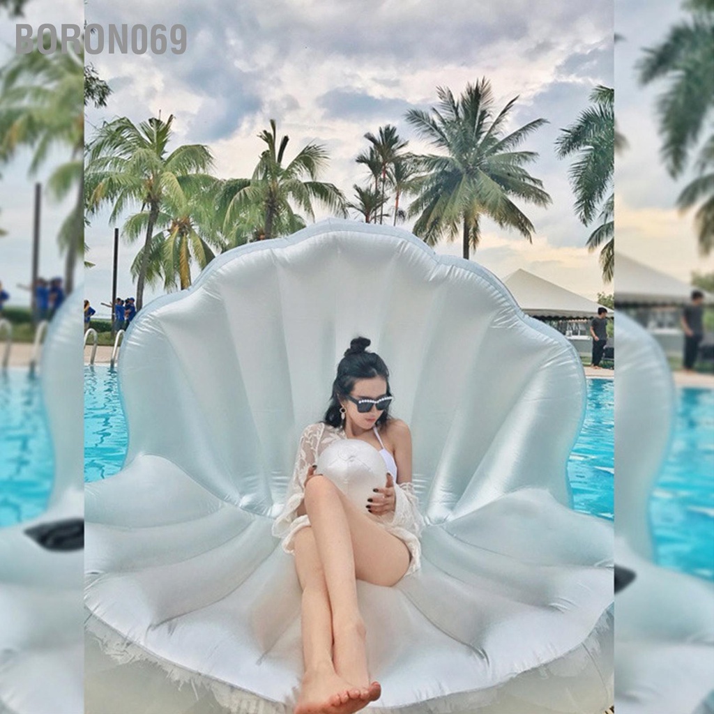 Phao Bơi Bơm Hơi Hình Vỏ Sò Đính Ngọc Trai Dễ Thương Boron069