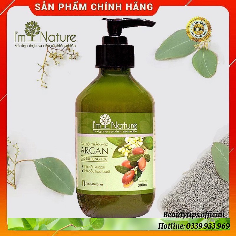 (+Quà) Dầu Gội Thảo Mộc Argan I'm Nature Ngăn Rụng - Mọc Tóc Suôn Dày Bóng Khỏe 300ml