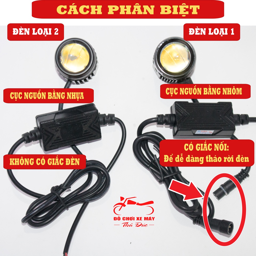 Đèn Trợ Sáng Mini Bi Cầu Mini Xe Máy Chính Hãng Loại 1 + Tặng công tắc đèn