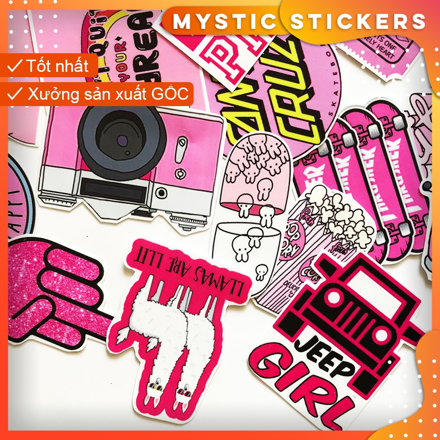 [HỒNG PINK] 39 Sticker chống nước/ trang trí,dán xe laptop mũ bảo hiểm vali...