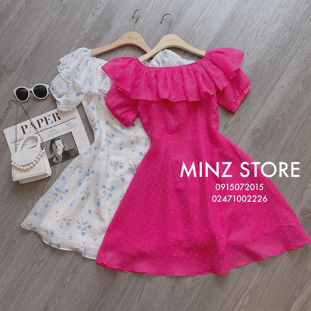 Váy trễ vai hạt nổi Minz