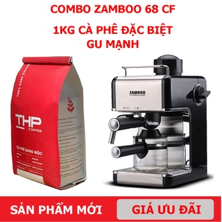 Combo 1kg cà phê rang xay thiên hoàng phúc, 100% hạt mộc nguyên chất + máy pha cà phê zamboo 68 cf