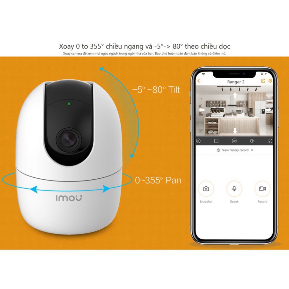 Camera imou ranger 2 phiên bản A1/A2 a22ep, cam wifi xoay 360, theo dõi chuyển động, bảo hành 2 năm