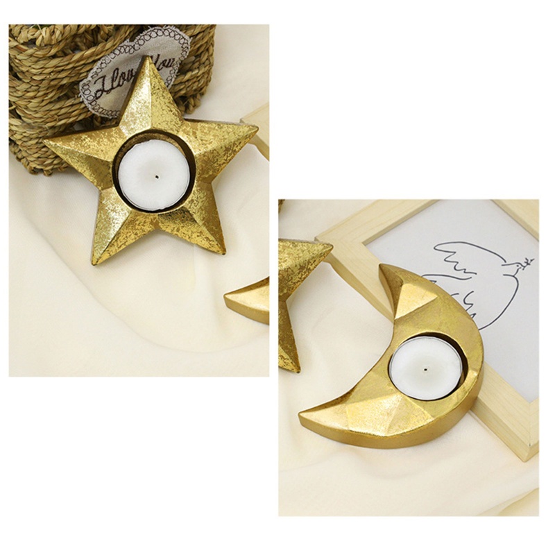 Khay Giá Đỡ Nến Hình Trăng Sao Chất Liệu Resin Phong Cách Bắc Âu