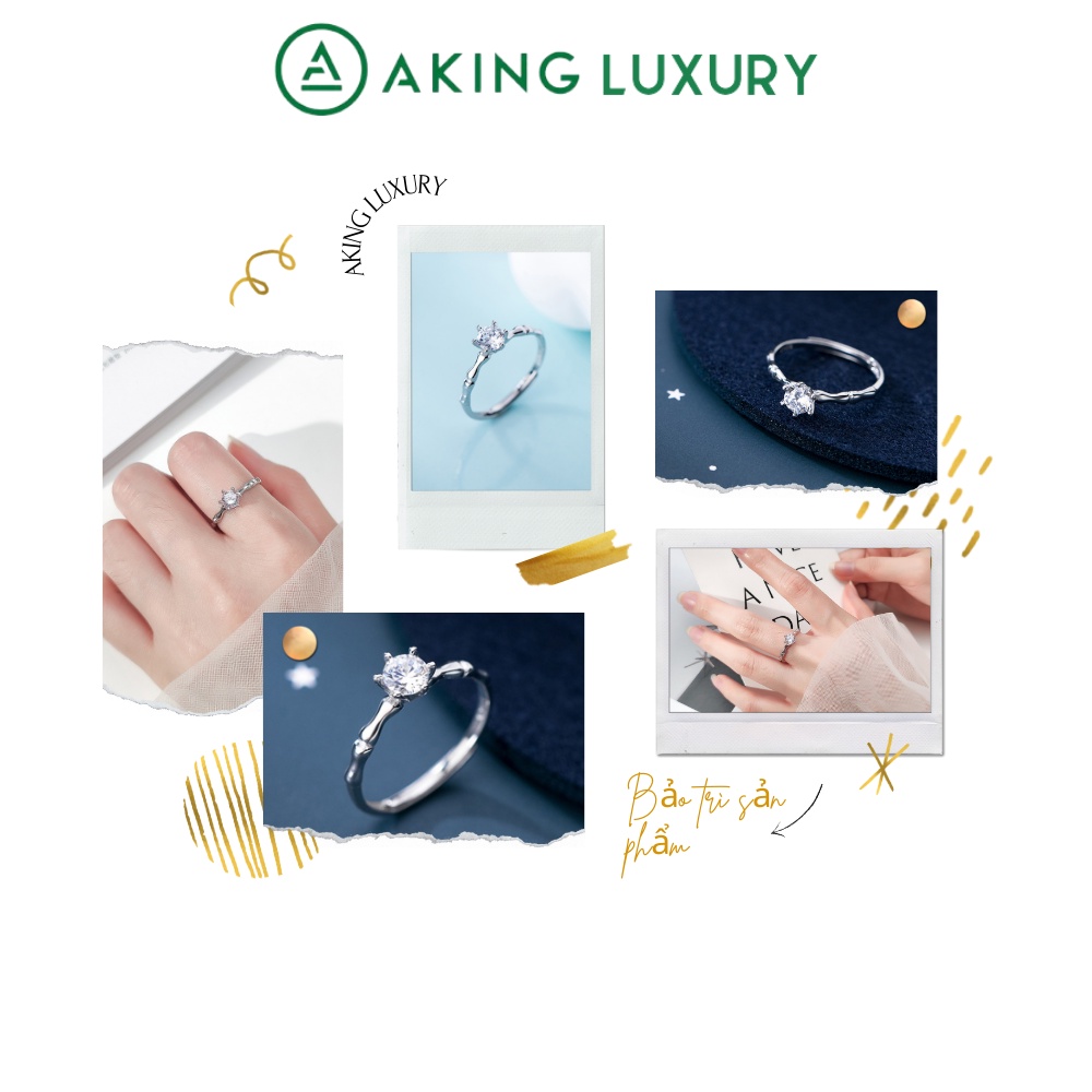 Nhẫn Bạc Nữ AKING LUXURY AK04 cao cấp, Nhẫn nữ S925 Đính Đá trẻ trung. Nhẫn mới nhất 2021