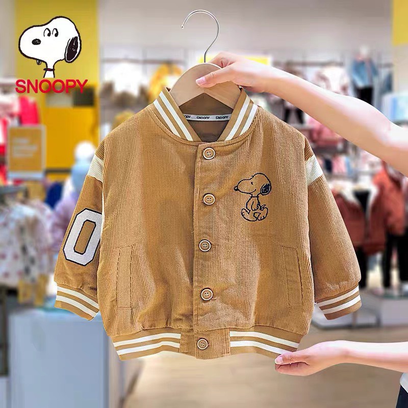 Áo khoác bomber nhung tăm cho bé thêu Snoopy XHN1070
