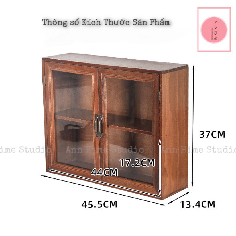 TỦ GỖ ĐỰNG MỸ PHẨM TREO TƯỜNG  KỆ GỖ DECOR KIỂU RETRO NHẬP KHẨU ANN HIME SP04