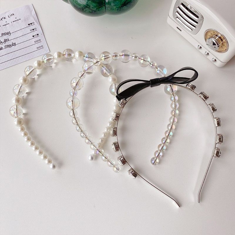 Băng Đô Cài Tóc Bản Rộng Đính Đá Xinh Xắn Cho Cô Dâu