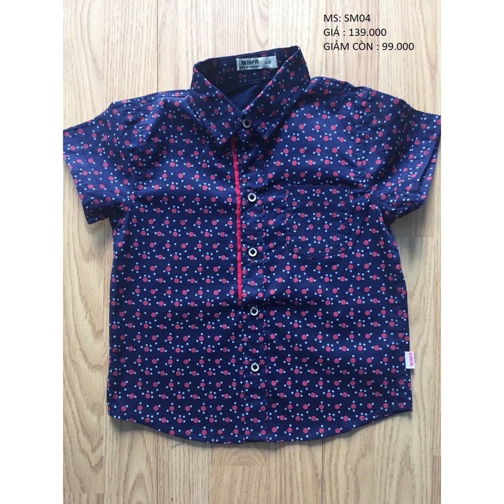 Áo sơ mi trẻ em, sơ mi bé trai tay ngắn, chất cotton 100% phong cách Hàn Quốc, mềm mịn, thoáng mát, năng động