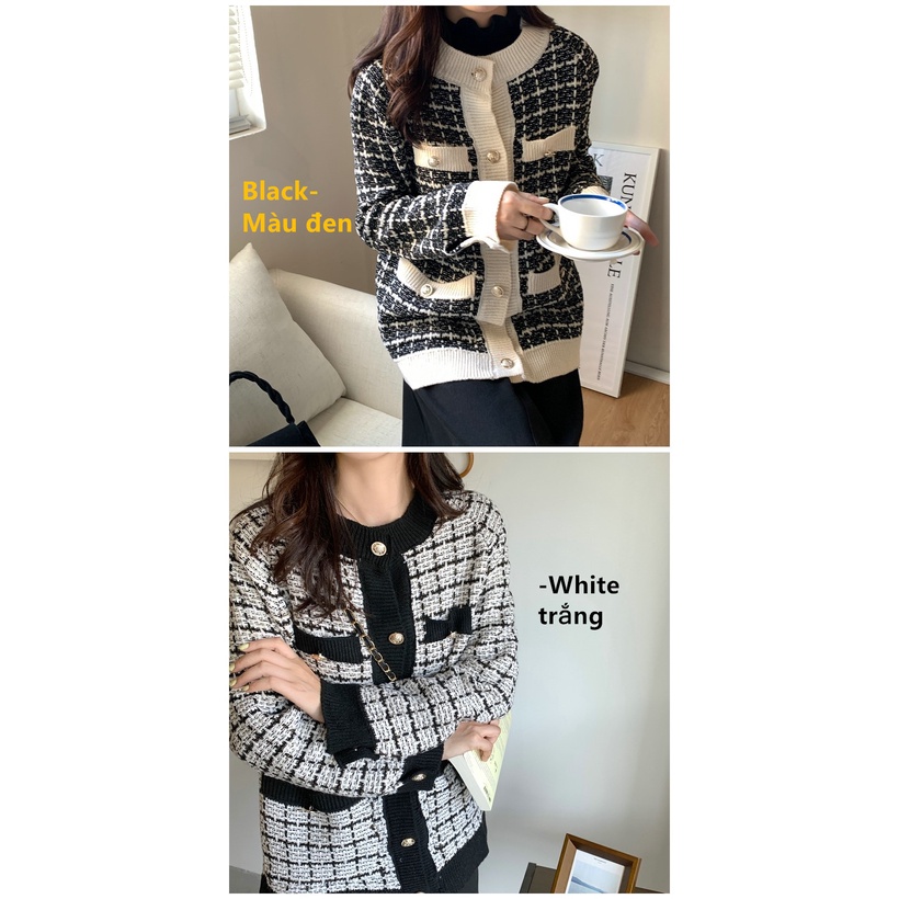 SUXI Áo Khoác Len Cardigan Form Rộng Họa Tiết Sọc Caro Thiết Kế Mới Thời Trang Mùa Thu Dành Cho Nữ