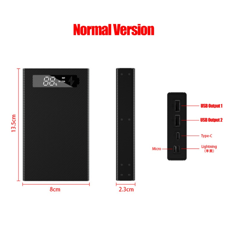 Vỏ pin sạc dự phòng màn hình LCD 5x18650 có thể tháo rời tiện dụng