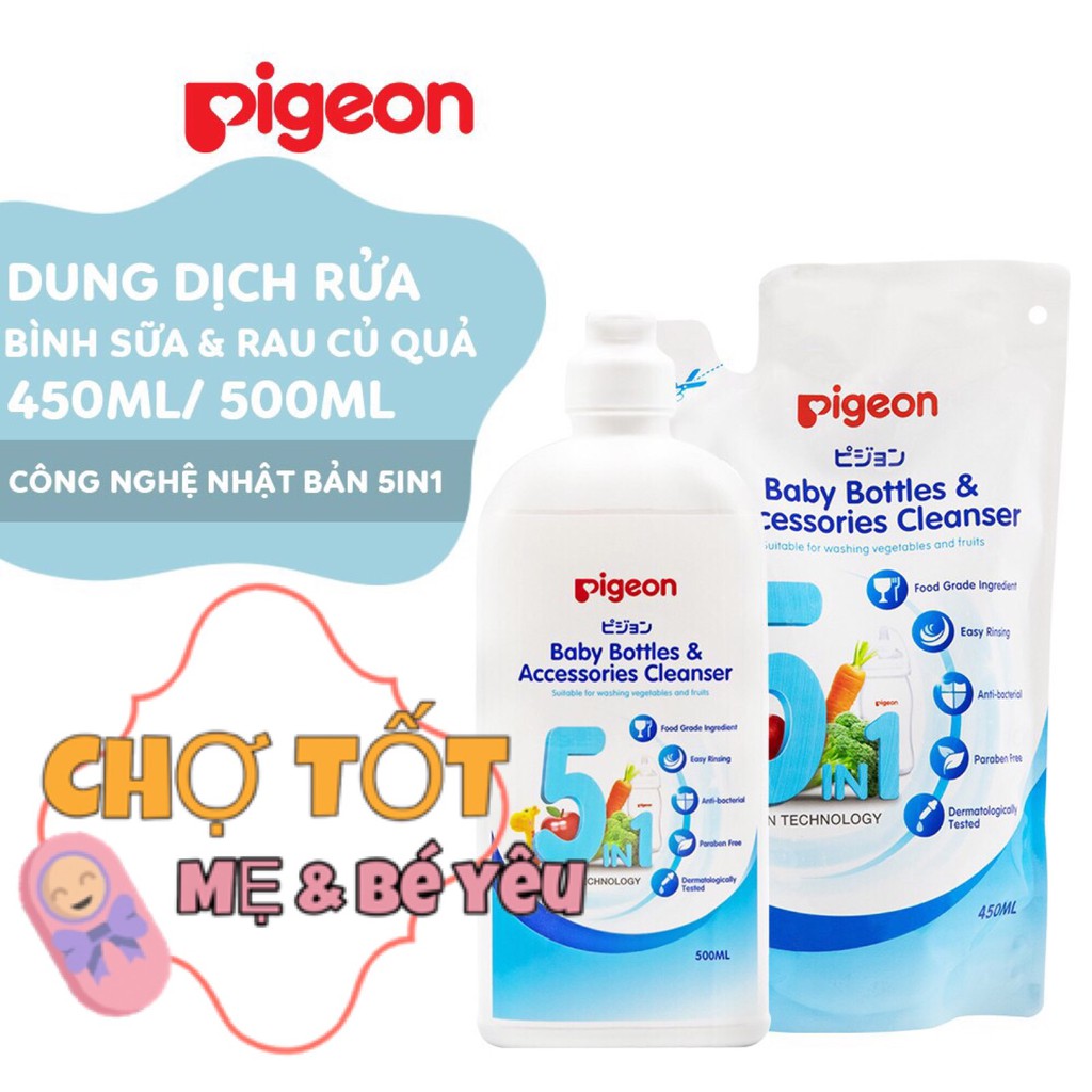 Nước Rửa Bình Sữa &amp; Rau Củ Quả Pigeon