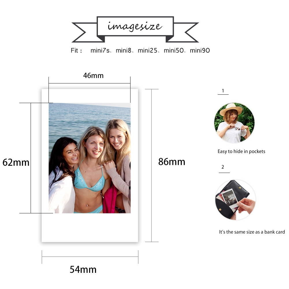 Set 20 tấm phim trắng cho máy ảnh Fujifilm Instax Mini 8/7s/25/50/90