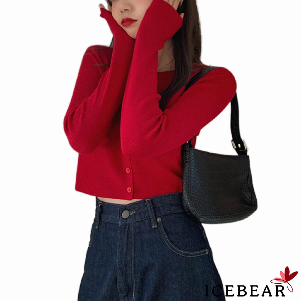 Áo Len Dài Tay Đính Nút Thời Trang Cho Nữ