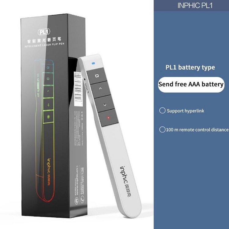 Bút Trình Chiếu Powerpoint Thuyết Trình Laser Inphic L1P Chiếu Slide Điều khiển 2 Màn Hình / Pin Sạc / Xa 100M