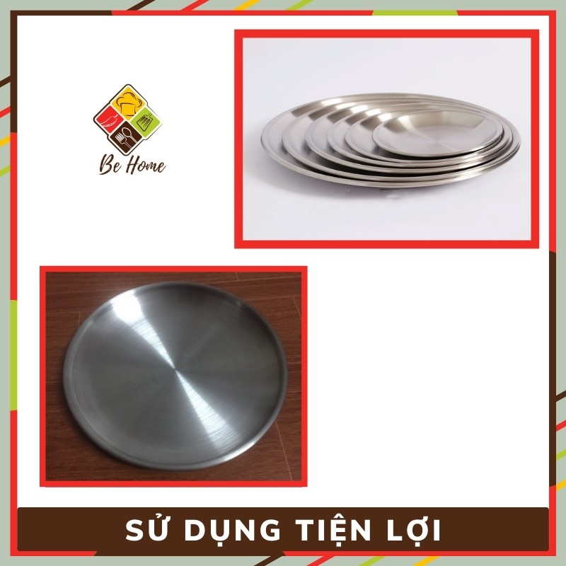 Đĩa Inox Tròn 1 lớp BEHOME Tô ăn cơm Inox đĩa ăn cơm 1 Lớp Hàn Quốc 6 Kích Thước  An Toàn Và Tiện Lợi