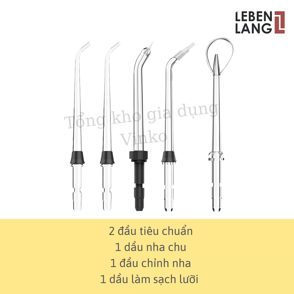 Máy tăm nước Lebenlang 3 chế độ, 5 đầu tăm thay thế tặng kèm túi vải, bảo hành 24 tháng - LBT1486S